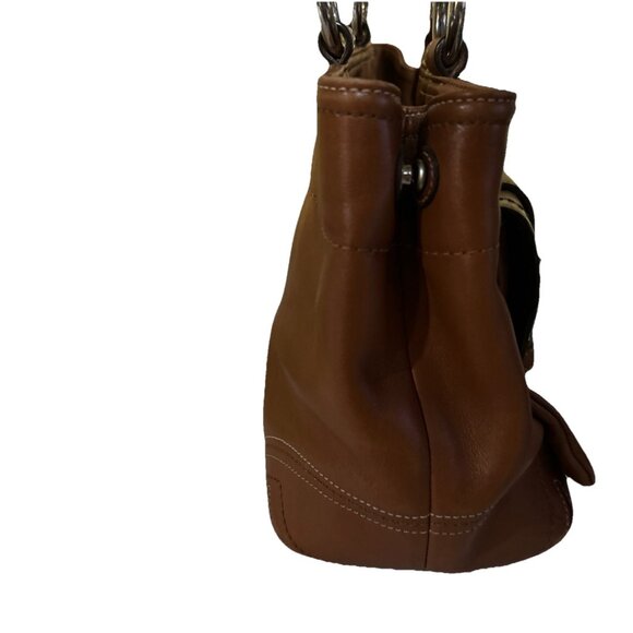 Vtg Coach Brown Double Front Buckle Pockets Leather Soho Y2K Bag F08A09 - Picture 8 of 16